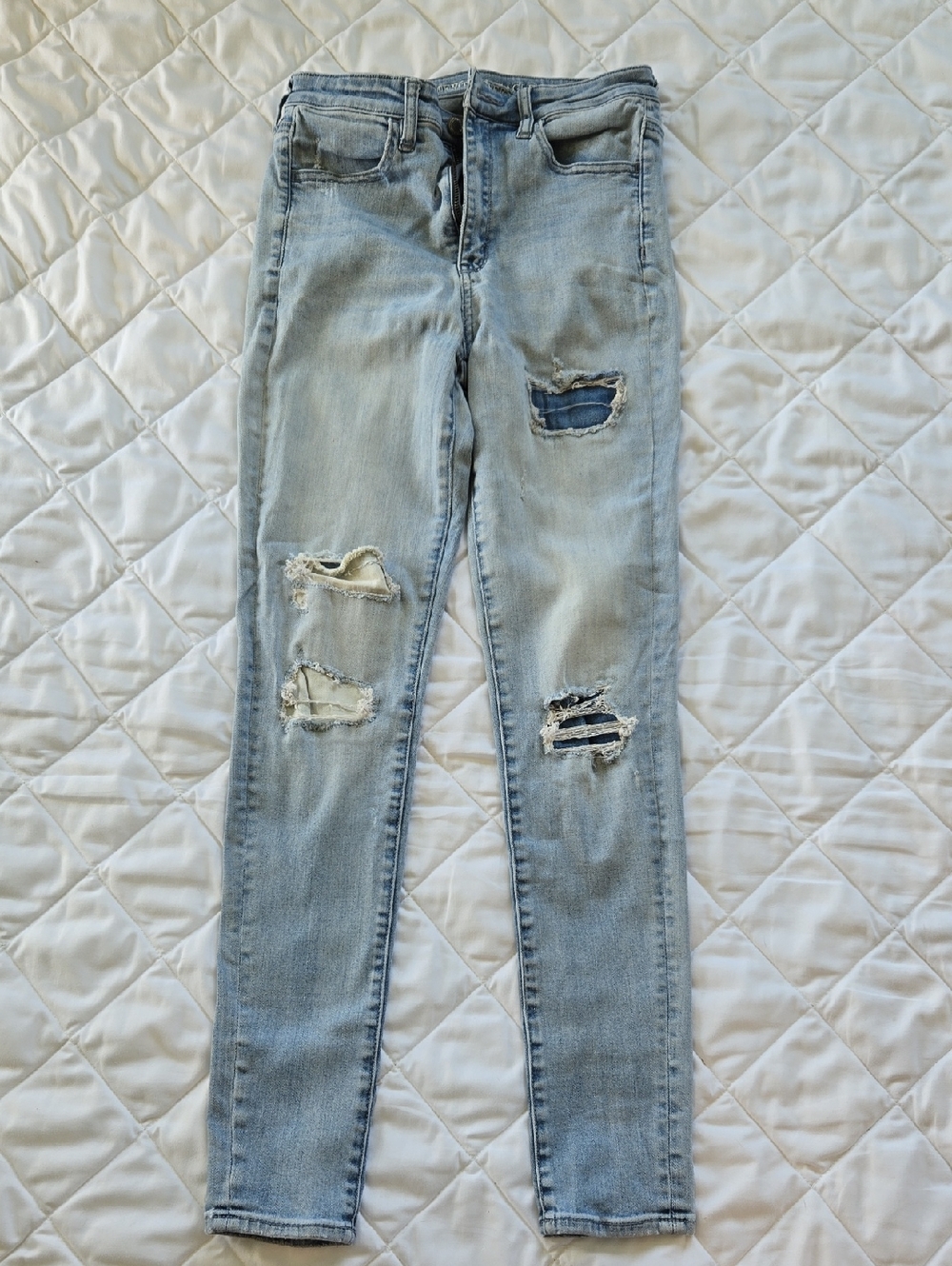 American Eagle Outfitters Light Blue Distressed Skinny Jeans 8 But Seems Small